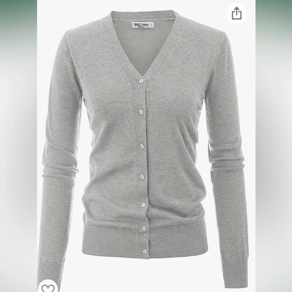 GRACE KARIN Long Sleeve V-Neck Knit Cardigan